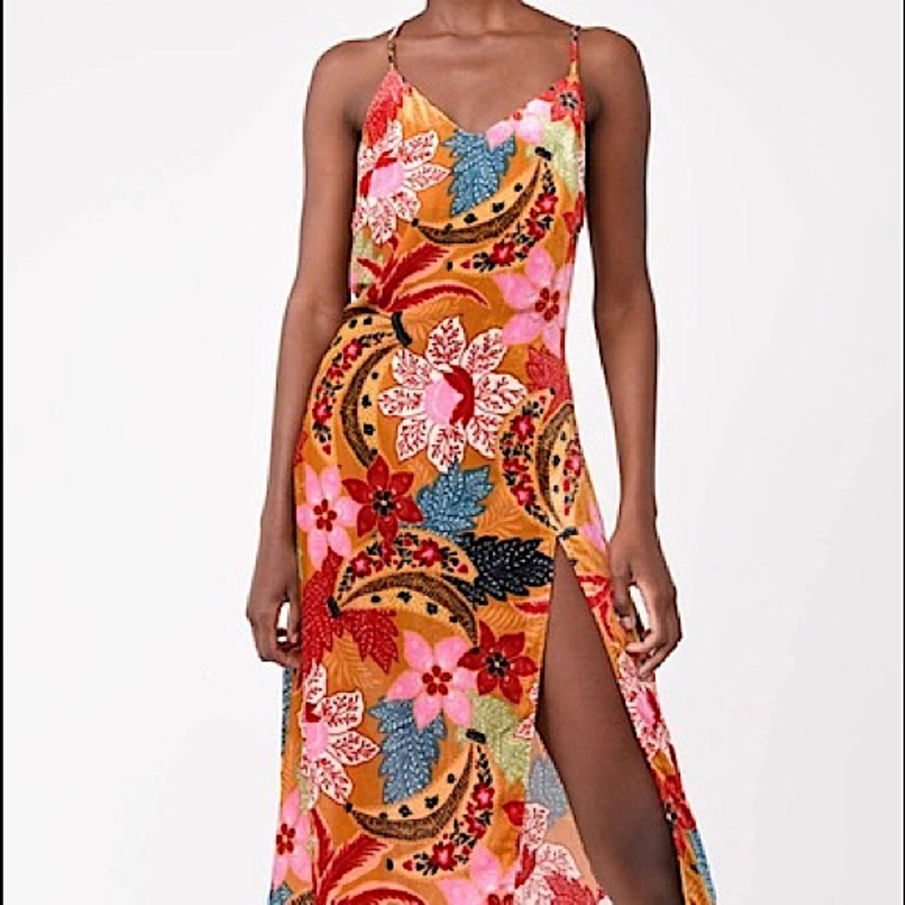 FARM RIO Banana Floral Slip Dress Size Small